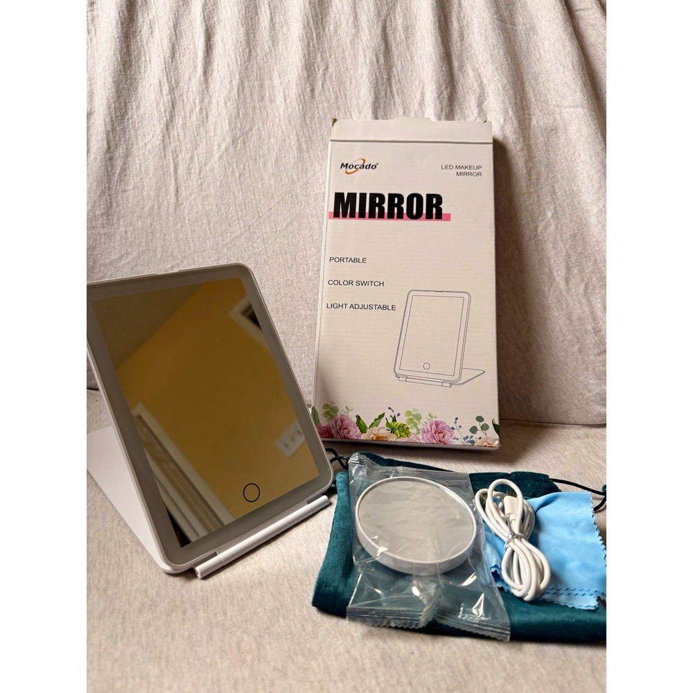 Mocado LED Makeup Mirror Portable Folding White Touch, Color Changing